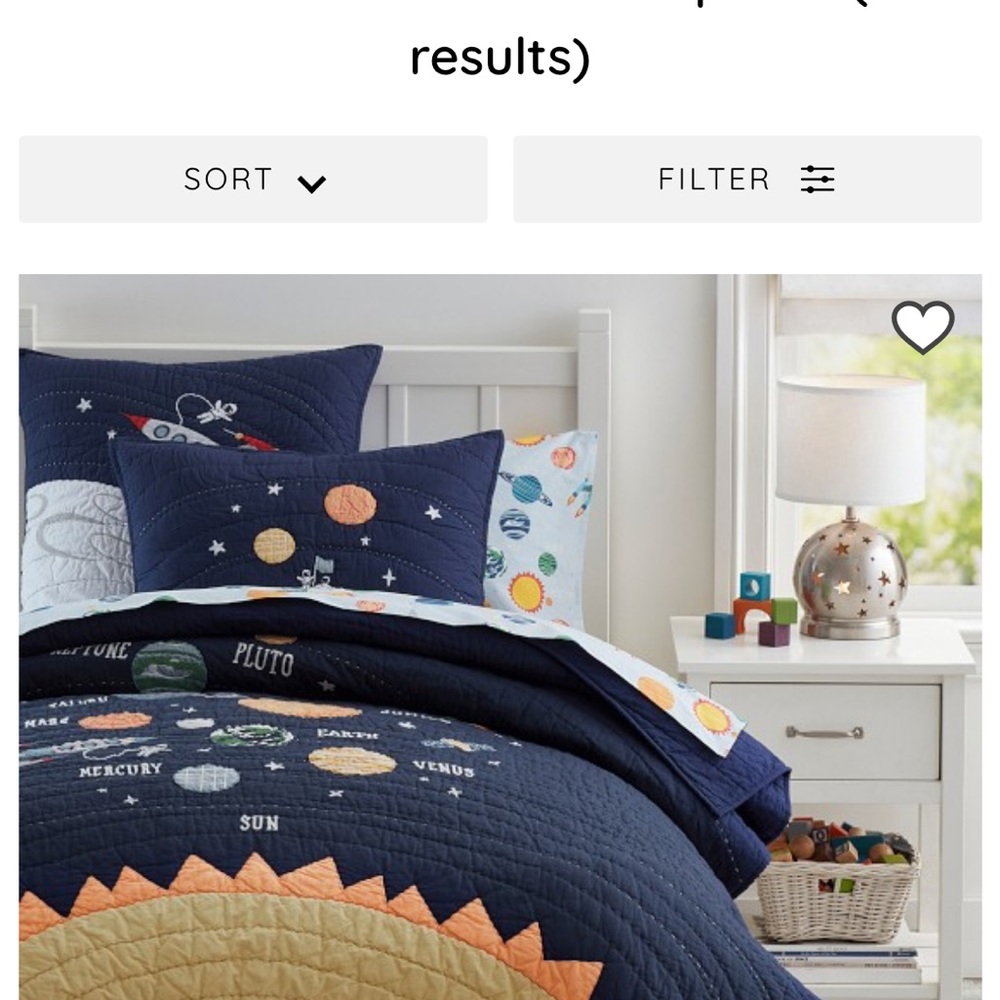 Pottery Barn Solar System Glow in the dark Quilt, Shams & sheet set - Full Size